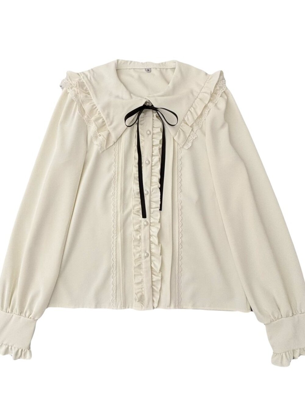 Lolita square neckline lace ruffle white blouse